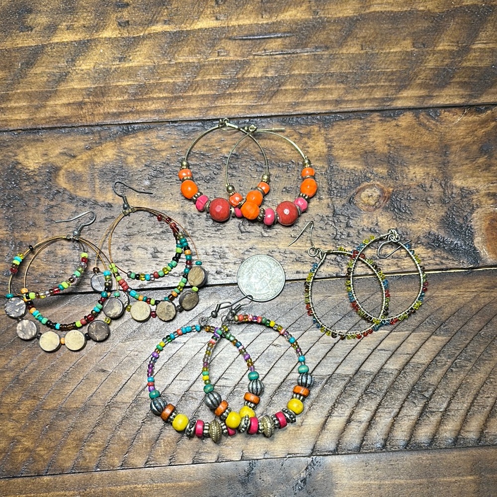 Target Orange and Red Beaded Hoop Earrings